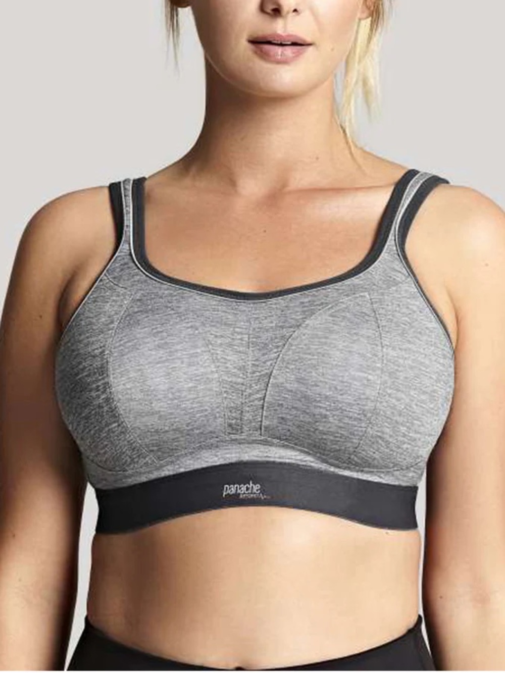 NEVER WORN NWOT 32D Panache Boundless Non Wired Sports Bra Charcoal Marl